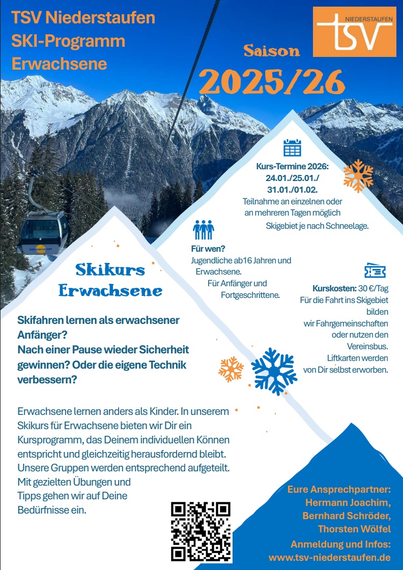Flyer Skikurs Erwachsene 2025